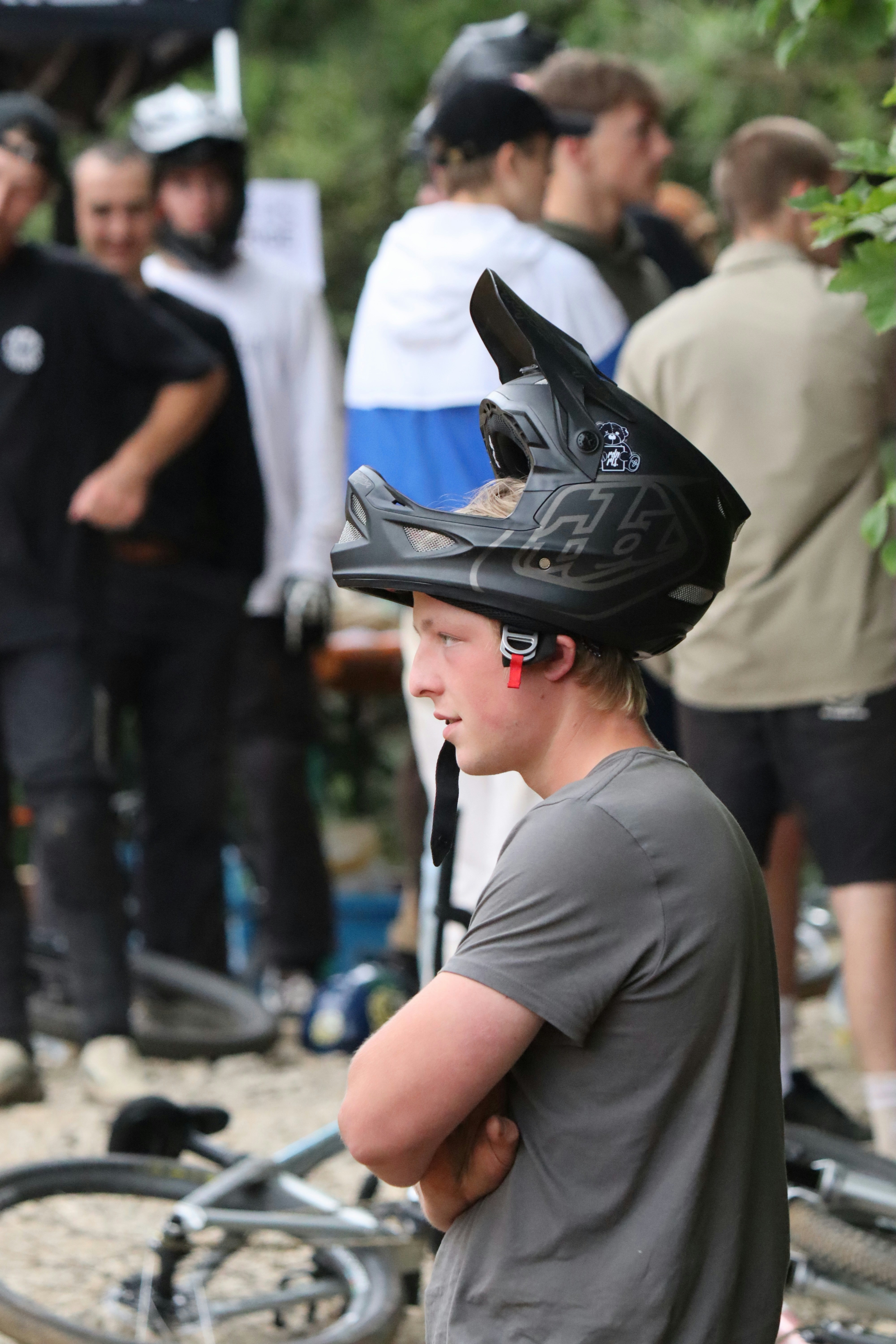 A man wearing a helmet with a helmet on his head